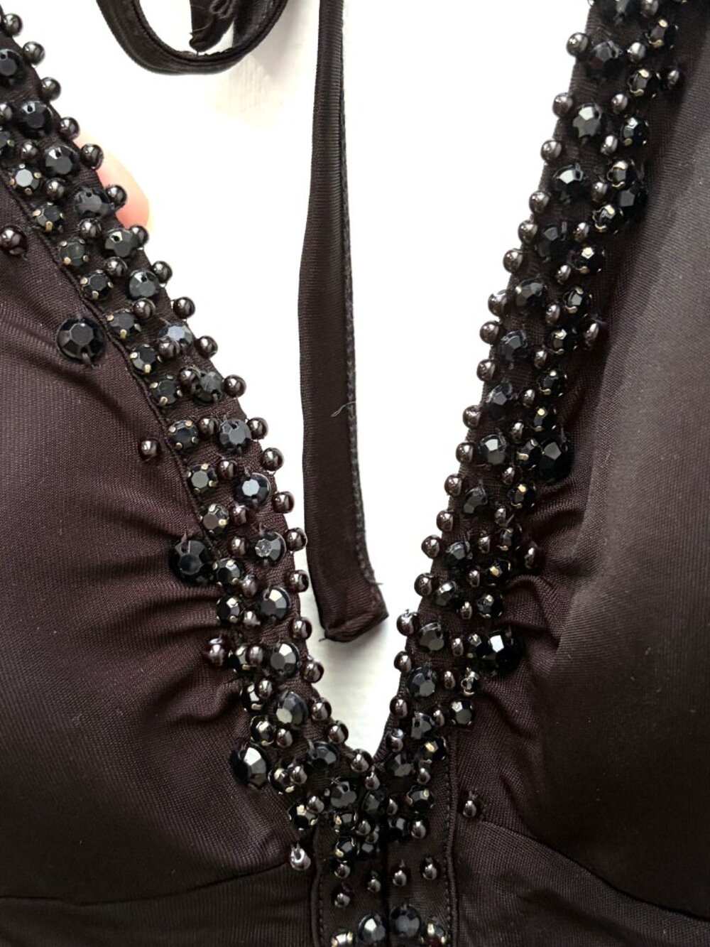GUESS Black Beaded Halter Party Top S Y2K 2000s - Picture 2 of 9